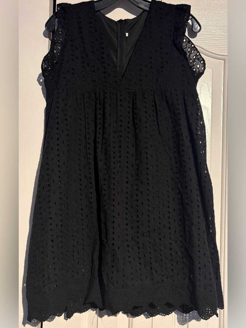 Black Eyelet Sleeveless Tunic Dress Top